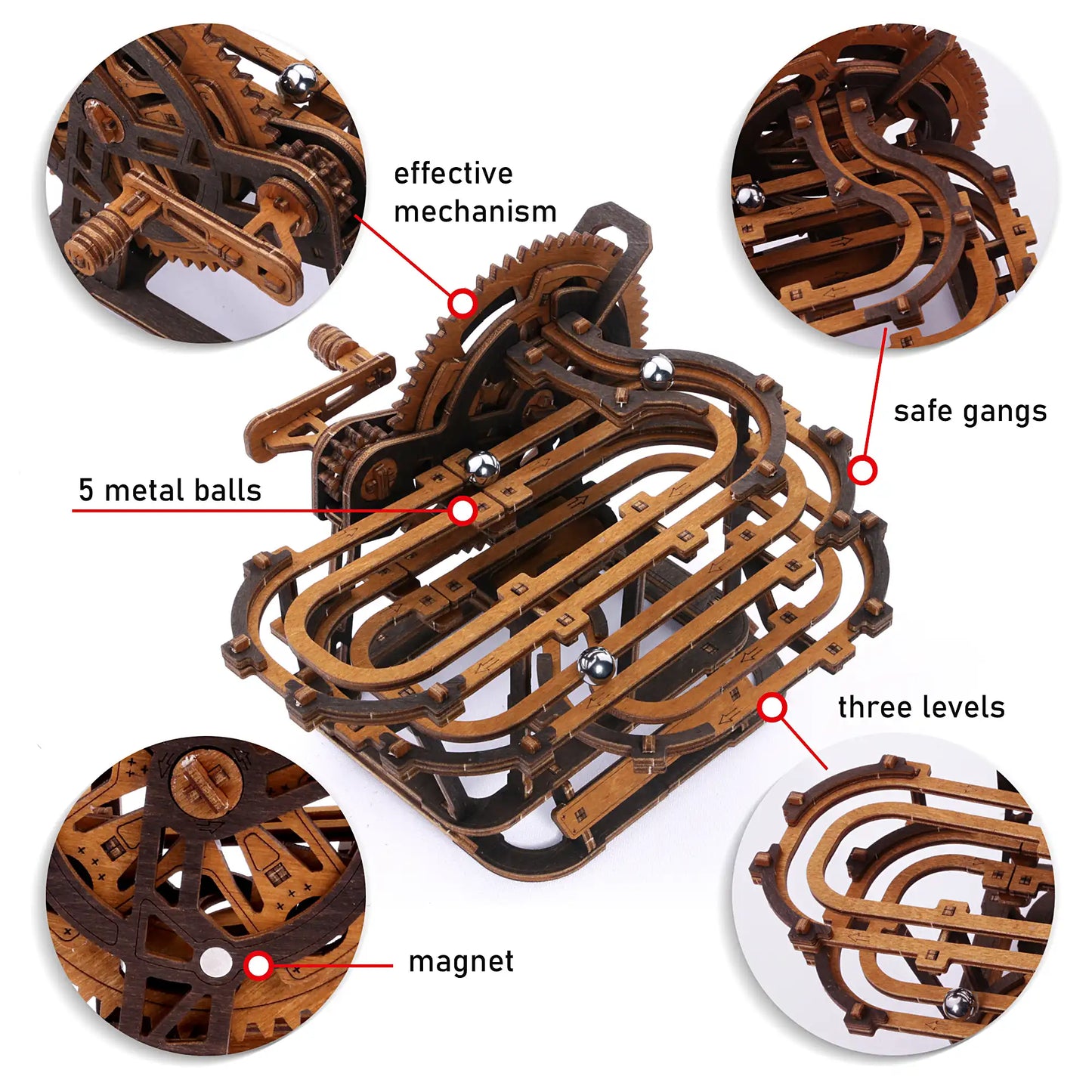 3D-modell i trä – Mekanisk kulbana Mini, svårighetsnivå 3/5, från 14 år