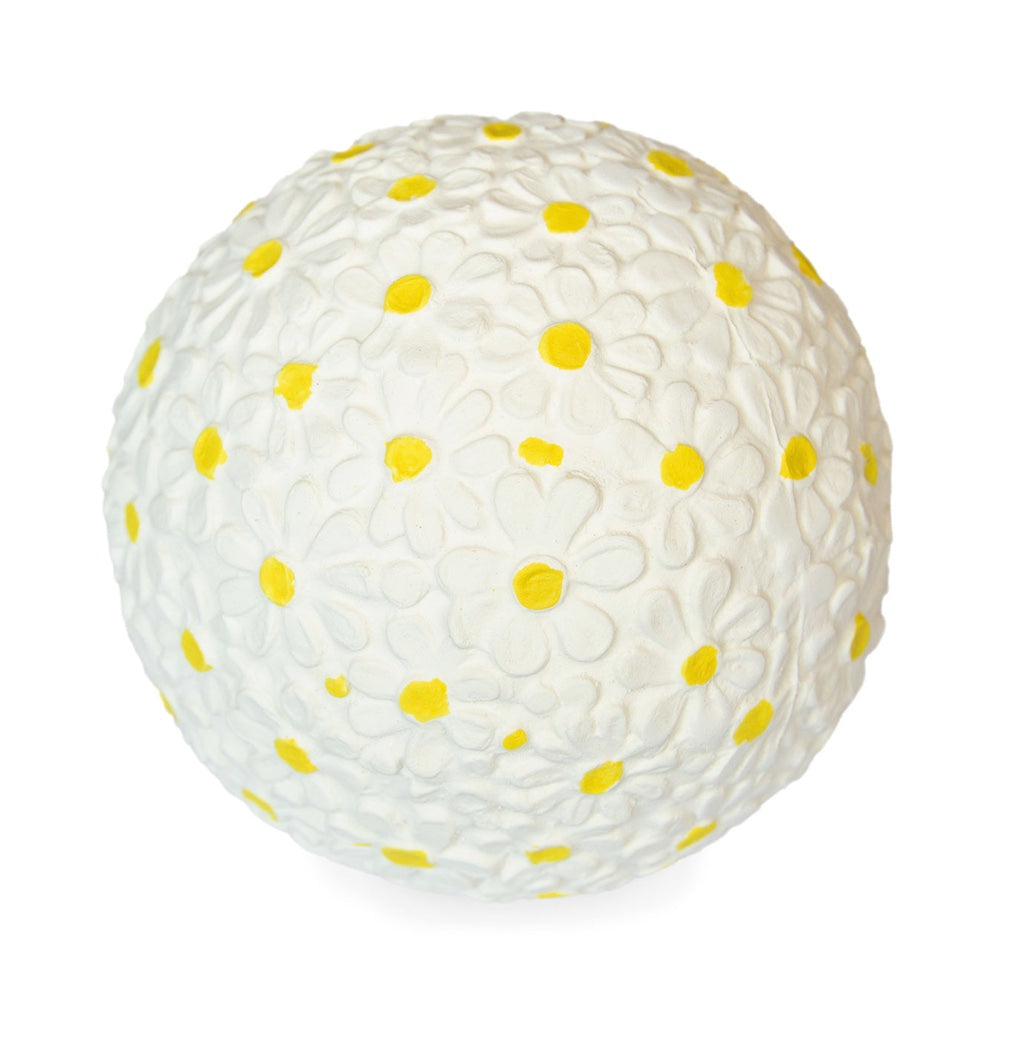 Skallrande boll i naturgummi – Små blommor, från nyfödd