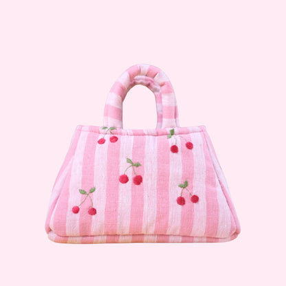 Minihandväska – Rosa körsbär, handsydd i Sverige, från 1 år