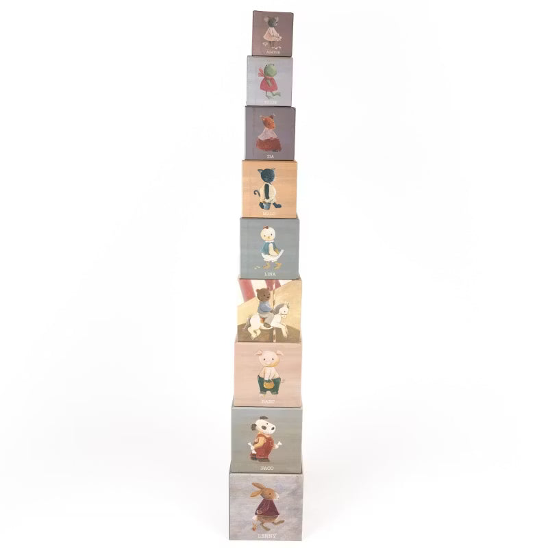 Stapeltorn med illustrerade klossar – 10 delar
