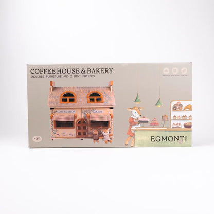 Café & bageri i trä med möbler och två Minifriends - Väderstads Leksaker