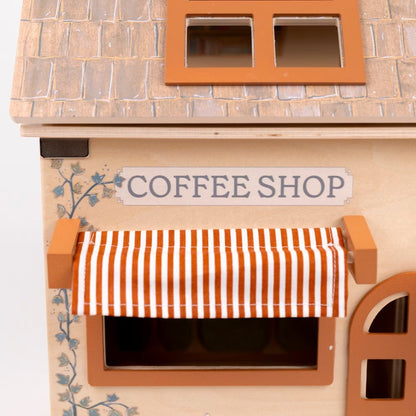 Café & bageri i trä med möbler och två Minifriends - Väderstads Leksaker