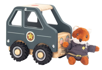 Polisbil i trä med konstapel – Minifriends - Väderstads Leksaker