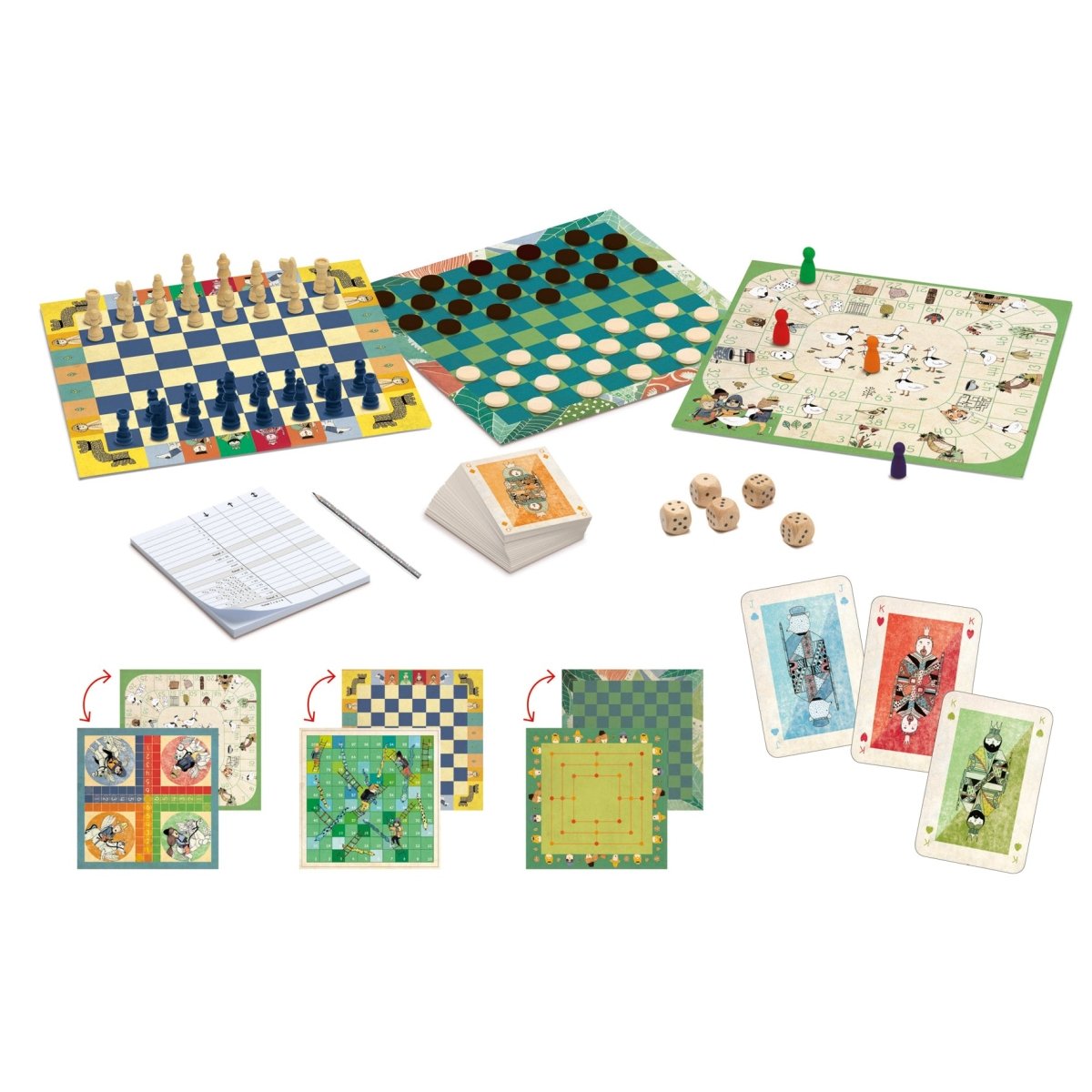 Spelpaket 20 Klassiska Brädspel - Fia, Schack, Dam, Yatzy m.fl. - Väderstads Leksaker