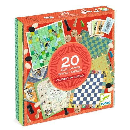 Spelpaket 20 Klassiska Brädspel - Fia, Schack, Dam, Yatzy m.fl. - Väderstads Leksaker